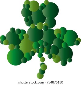 St. Patrick card with green clover leaf consisting of circles