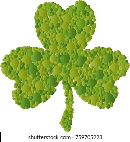 St. Patrick card with green clover leaf consisting of circles
