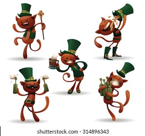 St, Patrick cats set, vector