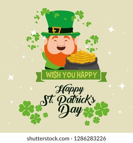 st patrick celebration with clover and hat