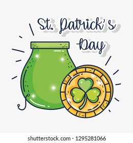 st patrick celebration with coin and cauldron