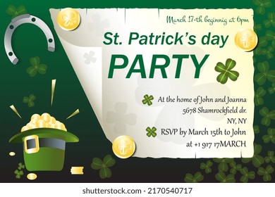 St Patrick celebration party invitation background template