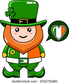 St patrick character's cute cartoon graphic design illustration with various object icons