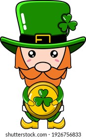 St patrick character's cute cartoon graphic design illustration with various object icons
