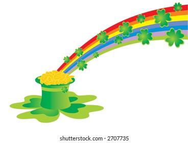 St. Patrick clover hat with rainbow and gold