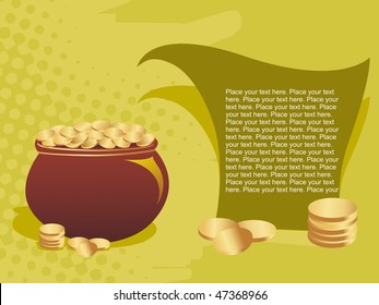 st patrick day background with gold coins earthenware