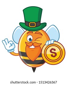 st patrick day bee mascot character vector design