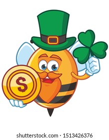 st patrick day bee mascot character vector design