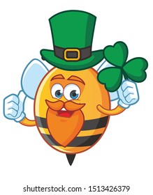 st patrick day bee mascot character vector design