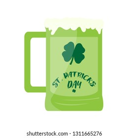 St Patrick day beer with a clover. Vector illustration design