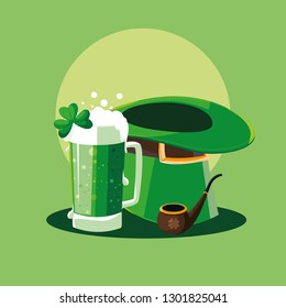 st patrick day with beer and set icons