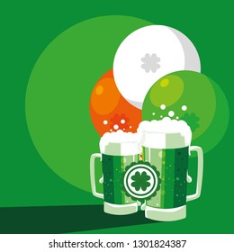 st patrick day with beers in jar and balloons helium