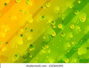 St Patrick Day bright abstract background with shamrock leaves. Vector design