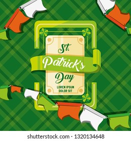 st patrick day card with frame and garlands