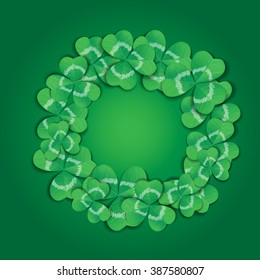 St. Patrick day card. Frame made of covers on green background with space for text.