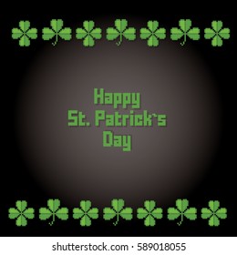 St Patrick day card. Pixel art. Old school computer graphic style. Games elements.