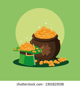 st patrick day with cauldron and top hat