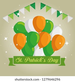 st patrick day celebration with balloons and party banner