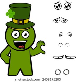 st patrick day character cartoon kawaii expresions pack collection in vector format