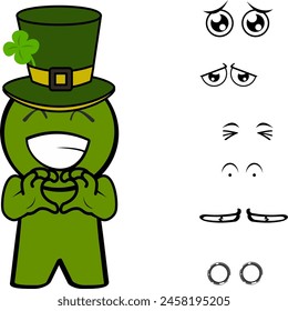 st patrick day character cartoon kawaii expresions pack collection in vector format