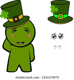 st patrick day character kid cartoon kawaii expresions set pack illustration in vector format