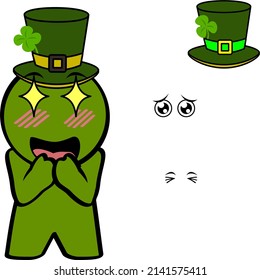 st patrick day character kid cartoon kawaii expresions set pack illustration in vector format