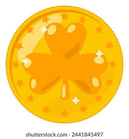 St. Patrick day chocolate coin vector cartoon illustration isolated on a white background.