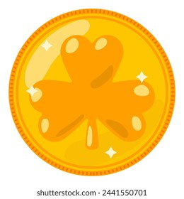 St. Patrick day chocolate gold coin vector cartoon illustration isolated on a white background.