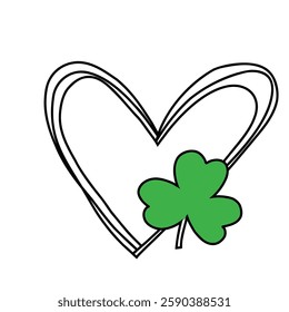 st patrick day clover leaf heart cartoon vector illustration graphic design