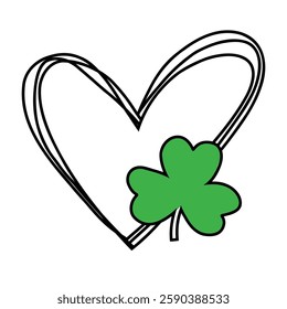 st patrick day clover leaf heart cartoon vector illustration graphic design