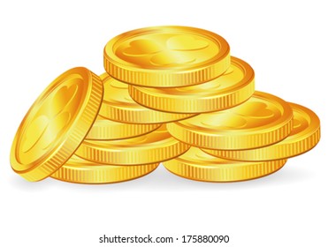 St. Patrick Day Concept com Moedas de Ouro, vetor isolado no fundo branco