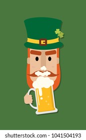 St. Patrick Day with cute character and beer