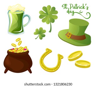 St. Patrick Day design elements. Cartoon vector set of isolation objects