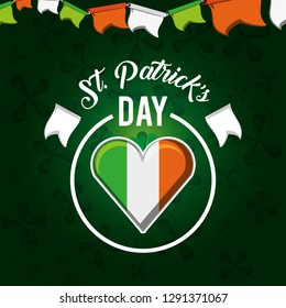 st patrick day with flag in shape heart