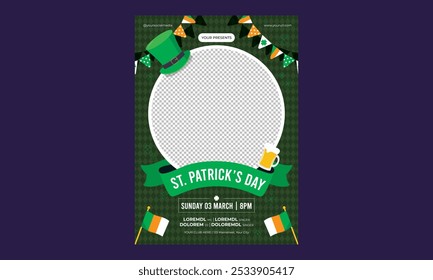 St Patrick Day FLyer. Cartoon Vector illustration design for Poster, Banner, Flyer, Greeting, Card, Post, Cover, invitation