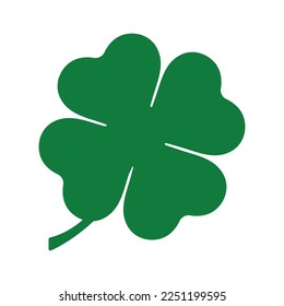 st patrick day, four leaf clover green icon, symbol of good luck, vector illustration