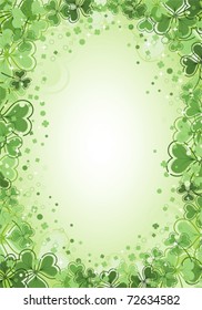 St. Patrick Day frame with clover leaf, vector illustration