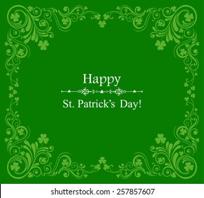 St Patrick Day frame. St. Patrick's day background in green colors. Vector illustration. 
