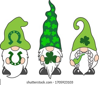 St patrick day gnome, green leaf