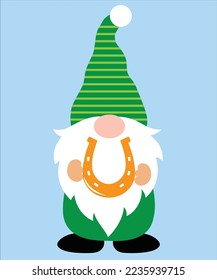 St Patrick Day Gnome, , Green Clover, So Lucky, Lucky Clover, Shamrock, Vector Illustration Files