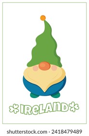 St Patrick Day Gnome. Saint Patricks day card. Vector Illustration