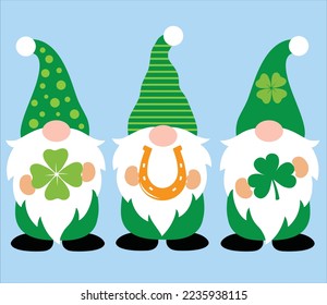 St Patrick Day Gnomes, Green Clover, So Lucky, Shamrock, Lucky Clover Vector Illustration Files