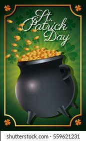 st patrick day golden coins celebration traditional poster clover background