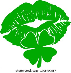 St patrick day, green lips, leaf