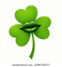 St patrick day, green lips, leaf isolated with a white background. vector illustration.