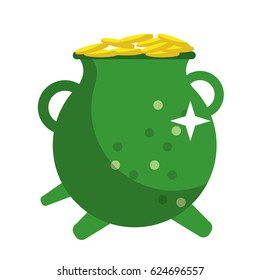 st patrick day green pot golden coins shiny