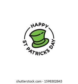 St. Patrick Day greeting Leprechaun`s hat and clover design elements with shamrock leaf on green. Vector illustration
