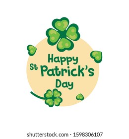 St. Patrick Day greeting Leprechaun`s hat and clover design elements with shamrock leaf on green. Vector illustration