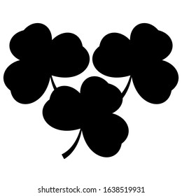 St. Patrick Day icon or symbol. Black clover leaves. Vector illustration isolated on a white background