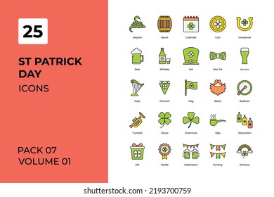 St Patrick Day icons collection. Set contains such Icons as alcohol, ale, badge, more 